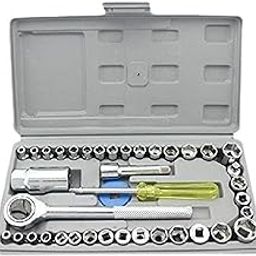 Frist Deal 40-in-1 Socket Wrench Tool Kit Set | Ratchet Handle, Extension Bar & Screwdriver | Chrome Vanadium Steel | Universal Hand Tool Set for Car, Bike, Home & Garage Repair-image-10