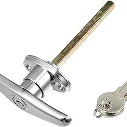 Hihaha Universal Garage Door Keyed T-Handle Lock Kit with 2 Keys/Shed Door Lock T Handle for Most Brands of Truck Caps Camper Recreational Vehicle Barns/Durable Chrome / 1 Set-picture-21