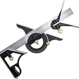 NIKTION 12 Inch Adjustable Combination Angle 45 Degree Right Protractor Square Set, Adjustable Sliding Combination Square Ruler & Protractor Level Measure Measuring Set-image-41