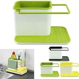 VAUGHN 3 in 1 Kitchen Sink Organizer Rack for Soap, Sponge, Brush, Dishwashing Liquid – Multifunction Plastic Sink Caddy Holder for Kitchen Sink Countertop – Drainer Tray & Towel Hanger (Multicolor)-image-98