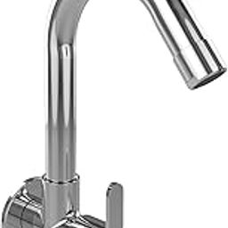 Cera F1015251 Sink Cock With Long Swivel Spout And Wall Flange, Silver, Steel Finish-picture-20