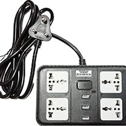 Aqplus Extension Power Board 2500W Power Saving 4 AC Universal Soket + 3USB Port with USB Charger 10 A, Multi Type Plug Use Three Pin Socket with 1.8 M Cord (Black)-20