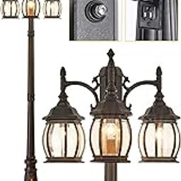 3 Head Outdoor Post Waterproof IP65 3 Lights Black Clear Glass Outdoor E26 Base Street Light for Garden Patio Walkway-image-74