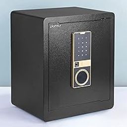 Plantex Digital Safe Locker for Home-Security locker with Digital Keypad,Fingerprint Sensor and Key lock/Safety Box for Home/Office - Black & Golden - 41 CU Litres-picture-0