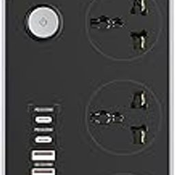 Multi Extension Board, Power Strip with Fast PD Type C 2500W 10A Extension Cord with 4 Universal Socket USB Fast Charging Ports Multi Port Extension with USB Port 2M Power Cord-1PCS-12