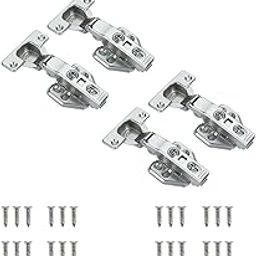 Volo European Style Steel Clip-on Soft Close Concealed Cabinet Hinges (Pack of 2 Sets), 0 Crank- Full Overlay (Clip On Hinge 2 Combo 0 Crank)-52