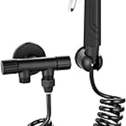 Imaashi High-Pressure Handheld Bidet Sprayer – Hygienic Toilet Jet Faucet with Spring Shower Hose, Flexible Pipe & Wall Mount Hook – Ideal for Personal Hygiene & Cleaning - (Black & Silver)-image-1