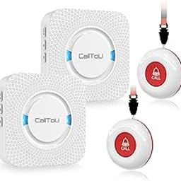 CallToU Wireless Caregiver Pager Smart Call System 2 SOS Call Buttons/Transmitters 2 Receivers Nurse Calling Alert Patient Help System for Home/Personal Attention Pager 500+Feet Plugin Receiver Alert-20
