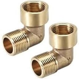3/8" inch BSP male thread x 3/8" inch BSP female thread brass 90 degree elbow fittings - 2 Nos-picture-13