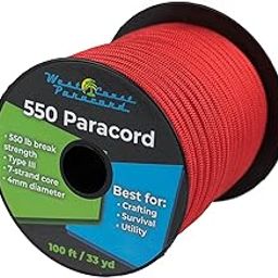 West Coast Paracord 100, 50 Feet 550 Lb. Paracord Parachute Rope Great for Outdoors Camping, Storage Kayak Utility Spool Many Colors-picture-14