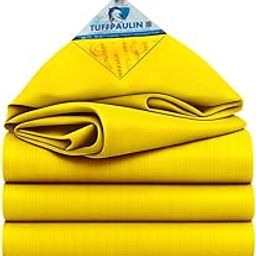 TUFFPAULIN 12FT X 9FT 120 GSM Yellow Extra Strong Virgin Tarpaulin Tirpal Tadpatri Tharpai Thadika Mulching Sheet, UV Resistant Eyelets, 100% Waterproof, 6 Layer 3D Rib Technology-image-65