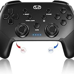 Sungale Switch Controller, Wireless, Back Button, Automatic Continuous Fire/Continuous Fire Hold, Macro Function, Bluetooth 5.0 Connection, 6-Axis Gyro Sensor, Switch/Lite/OLED Models/PC/iOS 13.0+/Android, Up to 10 Hours of Use, Continuous Fire Con, Japanese Instruction Manual Included (English Language Not Guaranteed), Black & Black-2