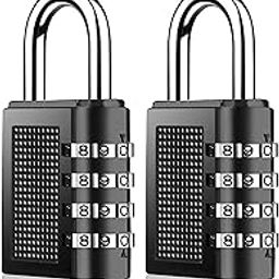 Combination Resettable Padlock - 4 Digit Combination Small Lock for Gym, Sports, School, Employee Locker, Outdoor, Fence, Hasp and Storage Padlock (Black)-86