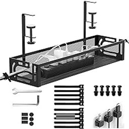 Mozawa Cable Tray, Desk Storage, Width 15.7 inches (40 cm), Cord Storage, Around Desk, No Drilling, No Tools Required, Easy Installation, Under-Desk Storage, Cable Organizer, Steel, Japanese-image-47