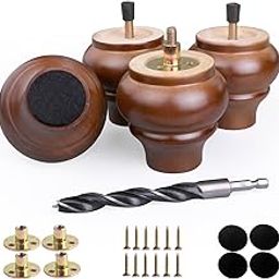 Xlroaafs 3 Inch Wood Legs for Furniture Set of 4 Couch Legs, Sofa Legs Furniture Feet Replacement Wooden Furniture Legs Sofa Feet Cabinet Legs Bed Support Legs (Walnut, 3 Inch)-picture-12
