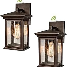 Outdoor Wall Lamp Dusk to Dawn with Photocell Sensor, Oil Rubbed Bronze (ORB) Coated with Clear Seed Glass, Wall Lantern for Entry, Porch, Door (2 Pack)-22