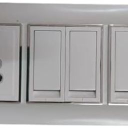 Supriya Switch Socket Combined Box (Modular) SIZE-6M | ONLY for Wall Mounted | 4 Switch (1 Way) 6Amp & 1 Socket(5 PIN) 6Amp Attached | Complete Set of 1-0