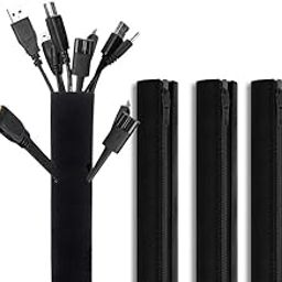 Wonder Care Soft Neoprene Cable Sleeve Wrap Cover Management Cord Wire Hider System with Zipper for TV Computer Office Home (Black, 19-20 Inch) -Pack of 4-99