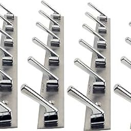 DOCOSS ® -Pack of 4-Deluxe 6 Pin Bathroom Cloth Hanger Robe Wall Hooks Rail for Hanging Keys,Clothes,Towel Steel Hook-26