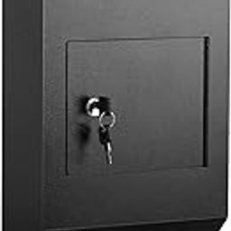 xydled Wall-Mount Mailbox Heavy Duty Deposit Drop Box Locking Metal Key Drop Box with Key Lock,Secured Safe Box Storage Box Postbox for Home&Business Use,16.3’’x9.9’’x3.9’’,Black-18