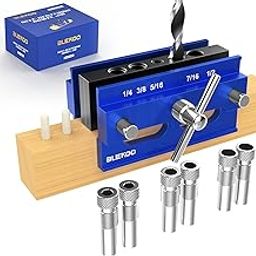 BLEKOO Self Centering Dowel Jig Kit, Doweling Jig Drill Guide Pocket Hole Jig for Straight Holes (Blue)-22