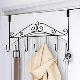 KARIHA Over-The-Door Hanger with 7 Hooks for Home and Office, No Drilling Required, Pack of 1 Black-image-37