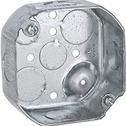 3 set Hubbell-Raco 127 Octagon Box, 4-Inch, Raised Ground 1-1/2-Inch Deep 1/2-Inch and 3/4-Inch Side Knockouts, 4 in, Gray Finish-1
