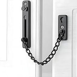 Jenibri 1Pack, Security Chain Guard with Spring Anti-Theft Press Lock - Heavy Duty Polished Door Latch with Screws for Home Apartment Bedroom Safety - Matte Black-image-45