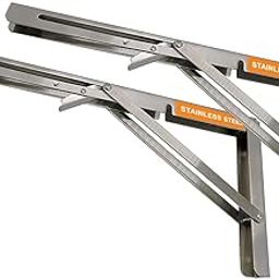 Volo Premium 200mm/ 8" Foldable Stainless Steel Multipurpose Bracket, Shelf Bracket, l Bracket, Wall Brackets, Wall Angle Bracket, Folding Table Bracket with Fittings for fold Down Table.-21