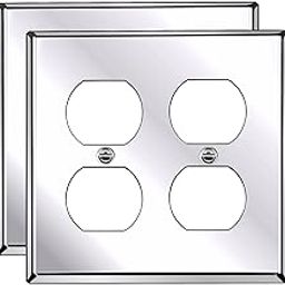 [2 Pack] BESTTEN 2 Gang Mirror Polished Stainless Steel Duplex Wall Plate, Solid Metal Receptacle Outlet Cover, Chrome Appearance-image-17