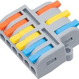 Protium Lever Wire Connectors, 3 in 6 Out Quick Wiring Cable Electrical Connector for 24-12 AWG (5 pcs)-12