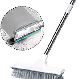 BEDSTEFAR 3-in-1 Bathroom Cleaning Brush with Wiper -Long Handle 180° Rotate Toilet Brush Bathroom Tiles Cleaning, Floor Scrub for Kitchen Bathroom Cleaning Accessories White-image-96