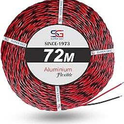 Super GEC Flexible Twisted Aluminum Wire | 100% Safe & Flame Resistance | Multipurpose Double Core 72 Meter Wire (Red & Black, 14/76)-image-0