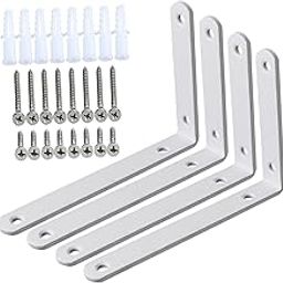 ARTISOUL® 4X Corner Brace Heavy Duty Floating Shelf Brackets for Cabinet Drawer Closet White 147X100Mm | Furniture | Bookcases-image-41