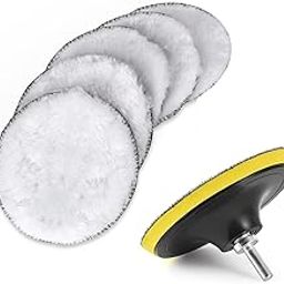 STHIRA® 7Pcs Wool Polishing Pads Waxing Buffing Pads 3 Inches Replacement Wool Polishing Pads Car Polishing Buffing Pads Universal Hook and Loop Wool Polishing Pads Buffing Pads for Waxing, Polishing-14