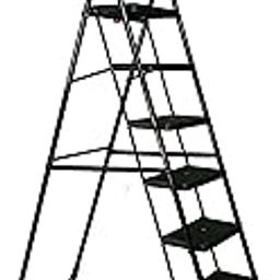Store 56 Pollux 5 Step Ladder with Sure-Hinge Technology Made by Powder Coated Heavy Duty Mild Steel in Black Color-image-30