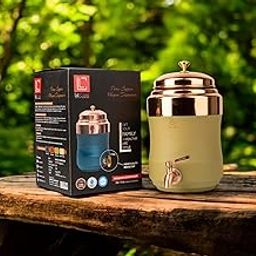 LeCasa - Wagon Copper Water Dispenser with Brass (Pital) Tap Pear Green | Capacity - 5000ML | 100% Pure Copper with ISO Certification | BPA Free, Leak Proof & Eco Friendly | Matka |-picture-21