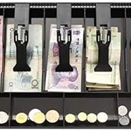 Voxmix ABS Plastic cash drawer organizerTray, Cashier Drawer Storage Box 5 Bill/4 Coin Compartments for Super Markets | 40.4 X 24.4 X 3.6 cm | Black-picture-15