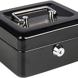 Cash Box with Money Tray, Parrency Small Money Box with Key Lock, 6" x 4 4/5" x 3", Black-14