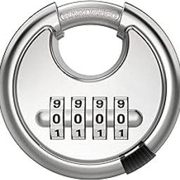 Puroma Combination Lock, Stainless Steel Disc Padlock with Hardened Steel Shackle, Keyless Heavy Duty Combo Lock for Outdoor Sheds Fence, Gate Hasps, Storage Unit, School Gym Locker (1 Pack, ‎Silver)-3