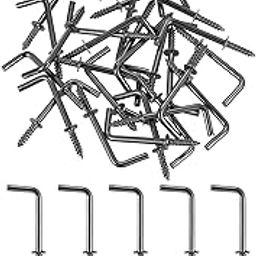 uxcell 80 Pcs L Shape Hooks, 1 Inch Right Angle Hooks Carbon Steel Small Screw in Hooks 7 Shape Right Angle Hook for Hanging, Black Bronze-14