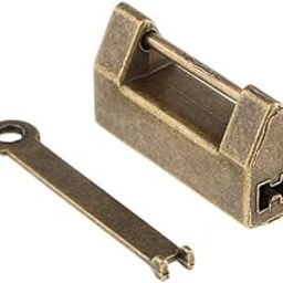 AtoA Antique Jewelry Box Chest Cabinet Padlock Traditional Chinese Lock with Key-18