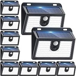 CLAONER Solar Lights Outdoor Motion Sensor, 10 Pack 149 LED Solar Powered Fence Light Waterproof, 3 Modes Solar Security Wall Lighting for Outside Yard Deck Garden-image-54