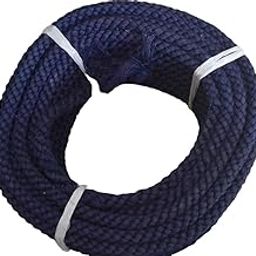 BASRAH NIWAR Cotton Rope Industrial Grade Heavy Load Multipurpose (12 mm 70 feet, White) (Navy Blue Rope)-20