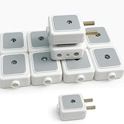 SEER 2pin Male Female Plug Socket Adapter Plug, White Grey Made in India, Pack of 5-15