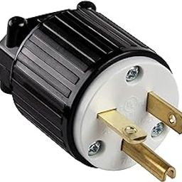 ENERLITES Industrial Grade 20A 250V Straight Blade Plug, NEMA 6-20P, 2P, 3W, 66230-BK, Black, 1 Pack-image-55