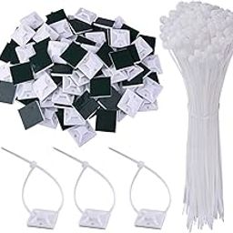 DIY Crafts Pack Of 200 Pcs, Self Adhesive Clips + Tie, Nylon Cable Zip Tie Mounts Self-Adhesive Wall Holder Mount Cl (Pack Of 200 Pcs, Self Adhesive Clips + Tie)-image-58