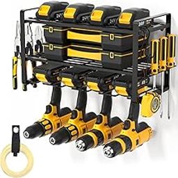 POKIPO Power Tool Organizer, Drill Holder Wall Mount, Heavy Duty Garage Tool Organizer and Storage, Suitable Tool Rack for Workshop and Garage, Utility Rack for Cordless Drill (3 Tier)-19