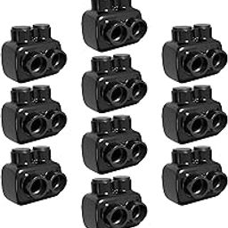 (10 Pack) OHLECTRIC Black Insulated Electrical Power in-Line Splice Connector - 1/0-14 Wire Range - Slotted Hex Screw - Rugged Di-Electric Rubber/Vinyl Coating - Aluminum Connector for CU9AL Wires-5
