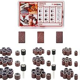 UniQual 78pcs Sanding Band Rotary Tool Accessory Kit in 3 Grits and 3 sizes for Sanding, Deburring, Grinding for Woodworking, Resin Art, Jewelry Making, Metalworking-22